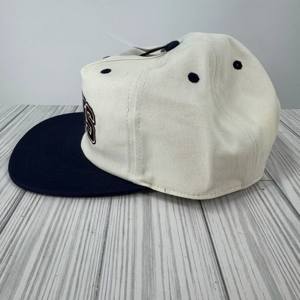 Vans Snapback Hat‎ Cream Navy Blue Embroidered Logo Property of Low